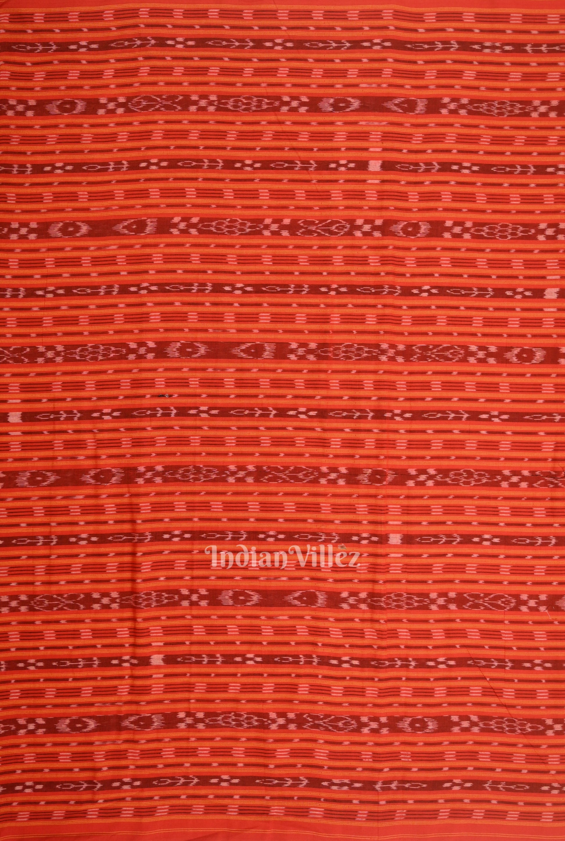 Red Stripes Sambalpuri Odisha Ikat Cotton Fabric