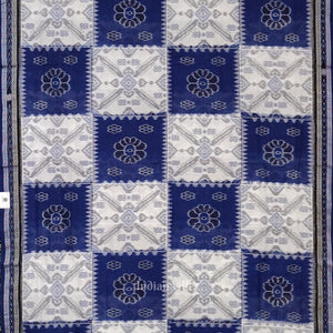 White Blue Pasapali Odisha Ikat Sambalpuri Cotton Saree