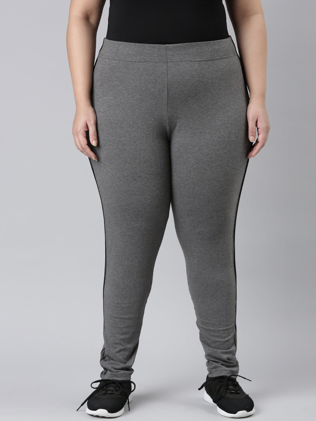 Women Solid Antra Melanges Side Stripe Active Leggings