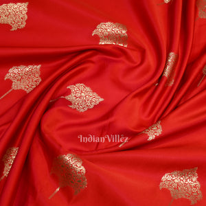 Bridal Wedding Deep Red Soft Pure Mashru Satin Silk Banarasi Saree