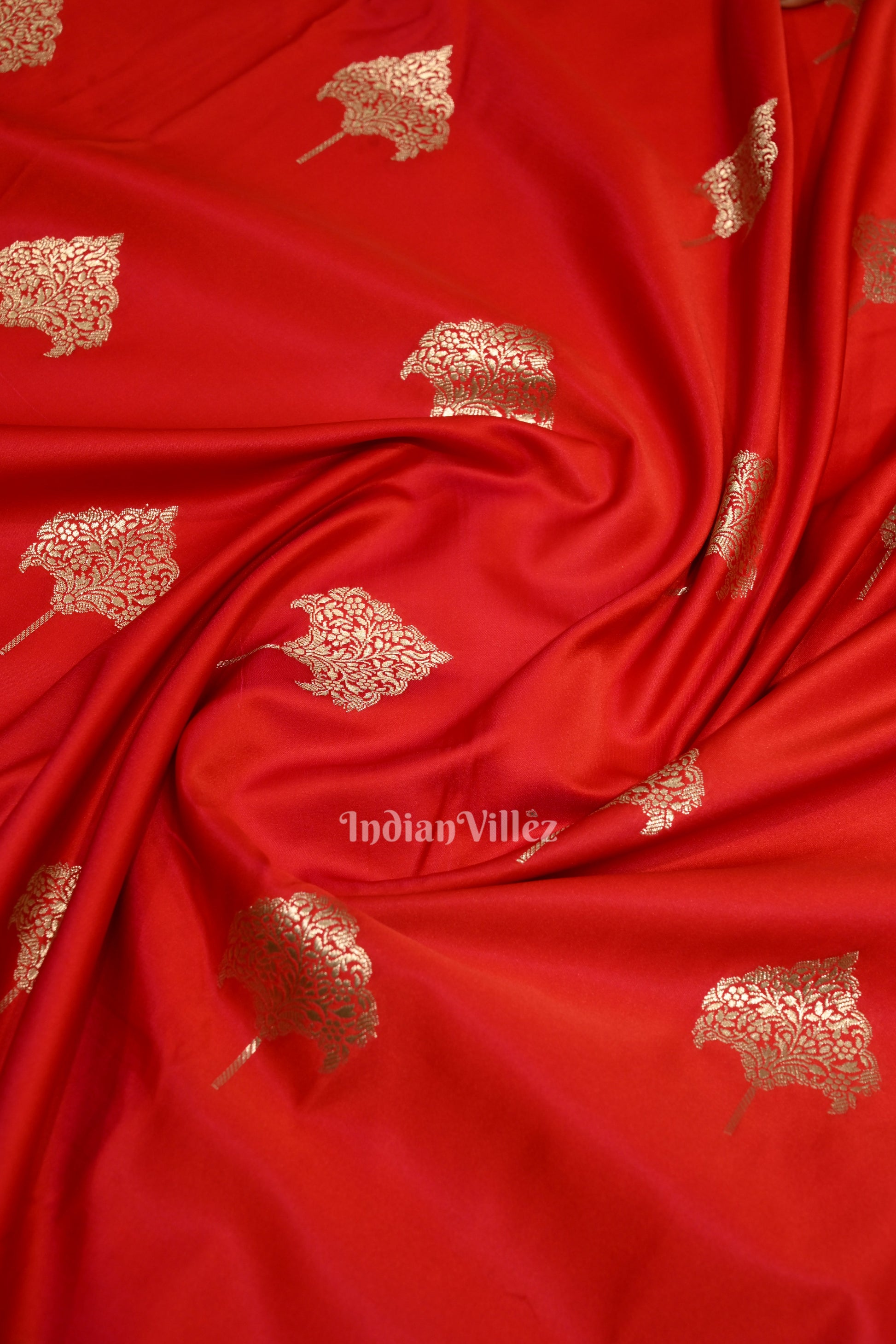 Bridal Wedding Deep Red Soft Pure Mashru Satin Silk Banarasi Saree
