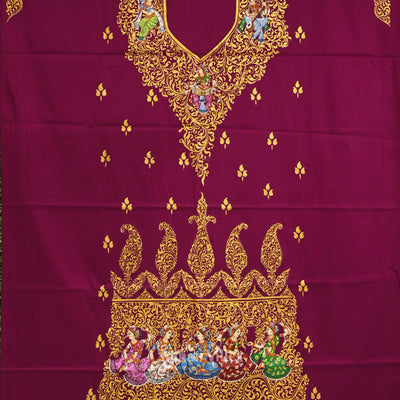 Magenta Nartaki Theme Pattachitra Kurti Dress Material