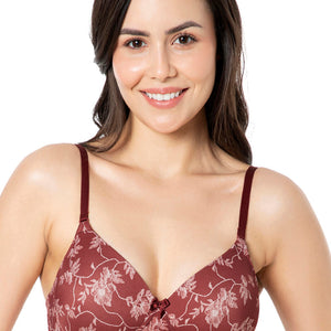 Smooth Charm Padded Non-Wired T-Shirt Bra - Filigree Print