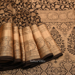 Black Coffee With Golden Work Pure Kanjivaram Silk Saree