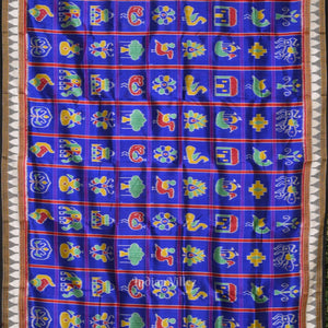 Royal Blue Nabakothi Odisha Ikat Khandua Silk Saree