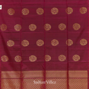 Deep Maroon Golden Floral Design Pure Kanjivaram Soft Silk Saree