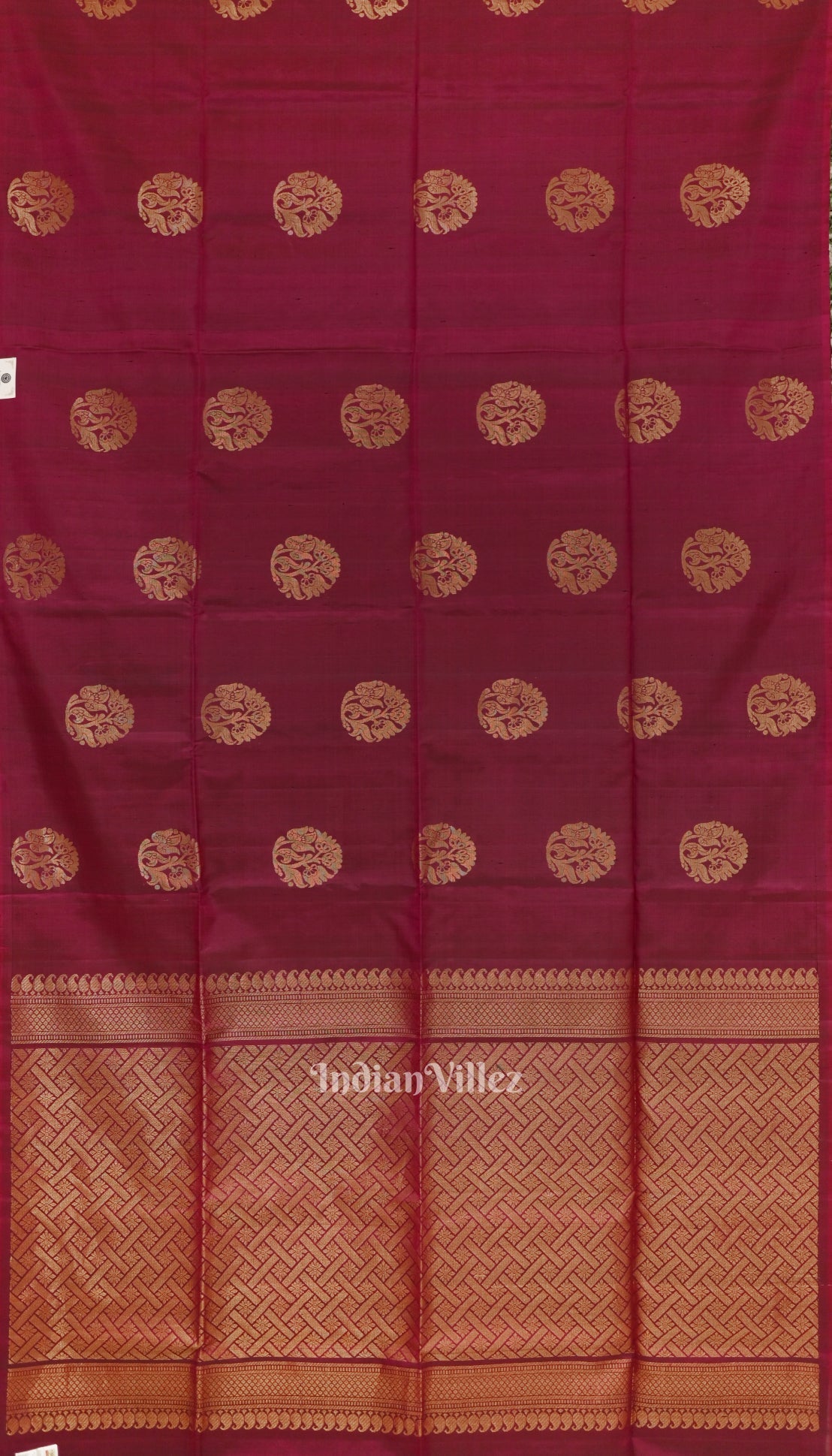 Deep Maroon Golden Floral Design Pure Kanjivaram Soft Silk Saree