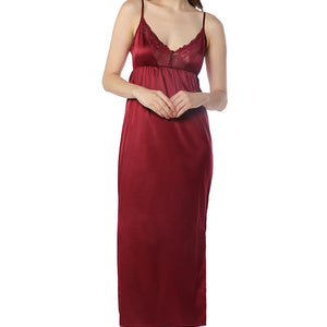 Eternal Bliss Full-length Satin Chemise - Rio Red