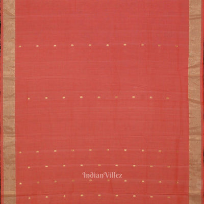 Peach Butta Design Cotton Paithani Saree