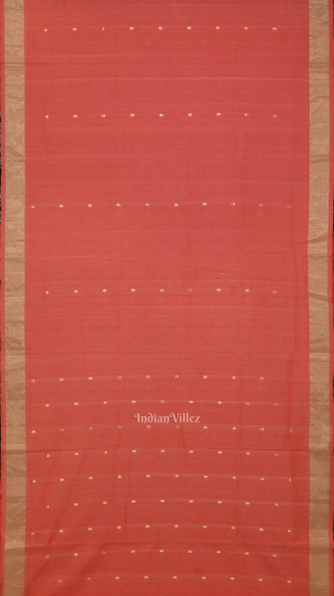 Peach Butta Design Cotton Paithani Saree