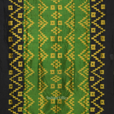 Green Yellow Pasapali Contemporary Designer Silk Saree