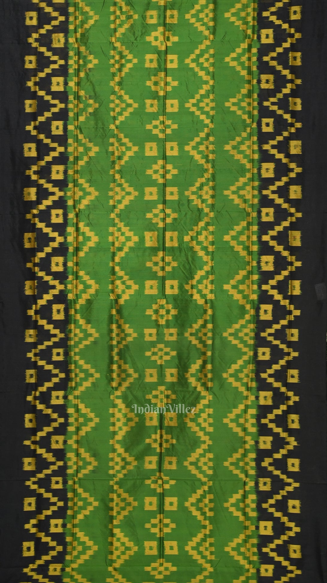 Green Yellow Pasapali Contemporary Designer Silk Saree