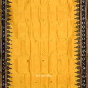 Yellow Black Border Pasapali Odisha Ikat Khandua Silk Saree