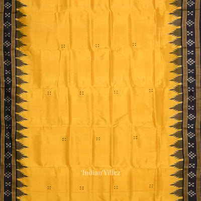 Yellow Black Border Pasapali Odisha Ikat Khandua Silk Saree
