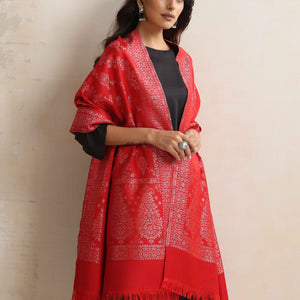 trueBrowns Red Woollen Stole