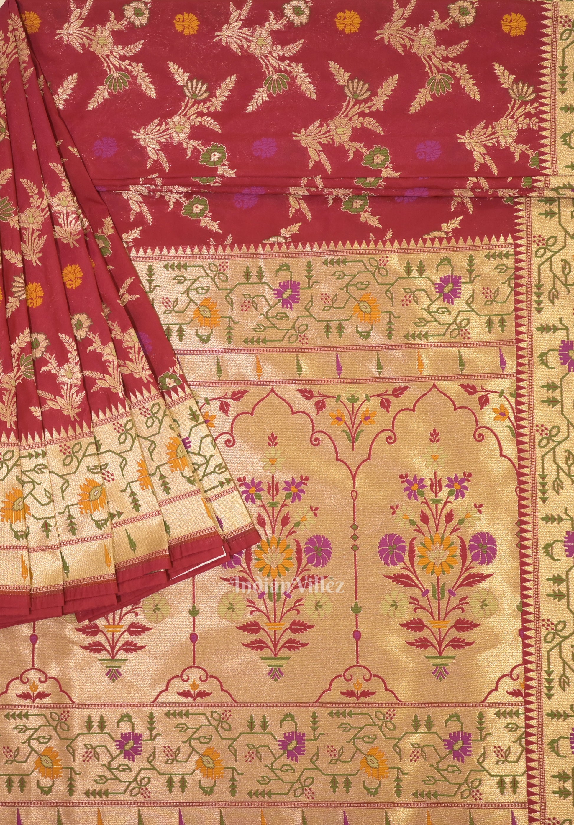 Rani Pink Dual Tone Meenakari Banarasi Katan Silk Saree