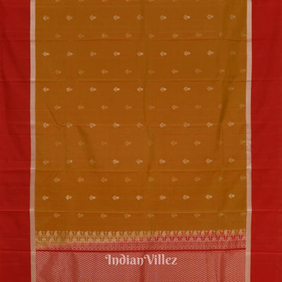 Reddish Golden Yellow Pure Kanjivaram Soft Silk Saree