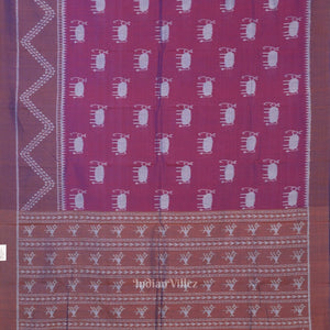 Purple Dual Tone Tribal Theme Sambalpuri Cotton Saree