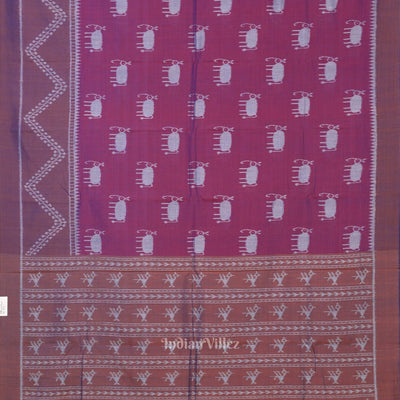 Purple Dual Tone Tribal Theme Sambalpuri Cotton Saree