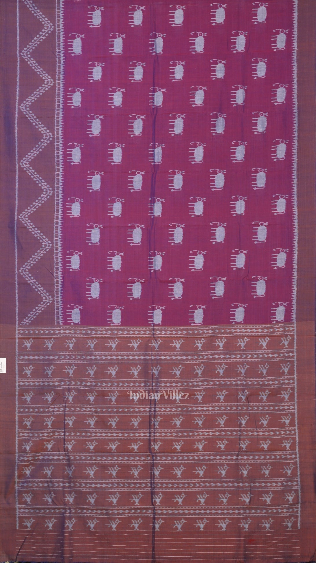 Purple Dual Tone Tribal Theme Sambalpuri Cotton Saree