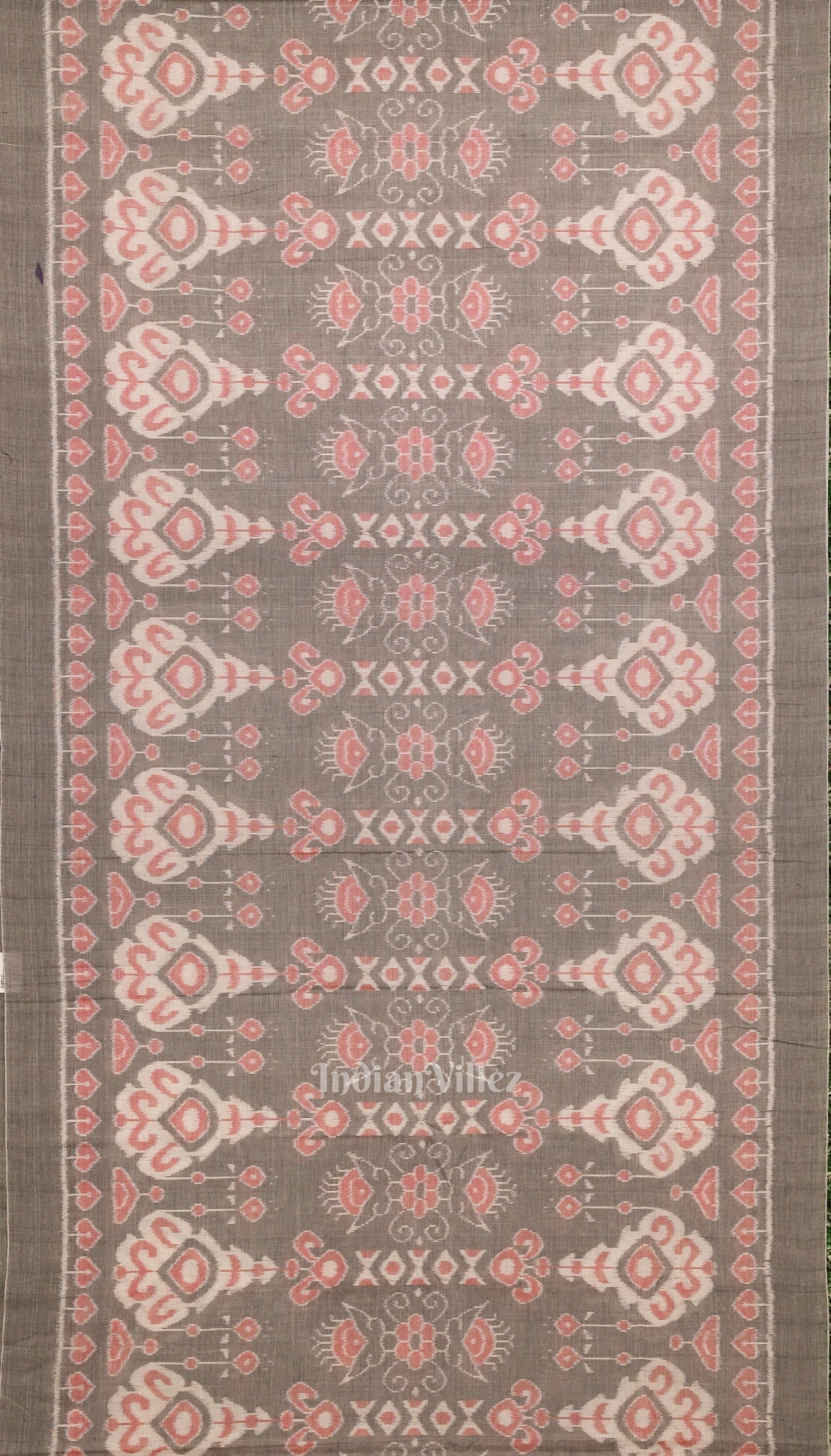 Cement Gray Dark Floral Theme Sambalpuri Pure Cotton Saree