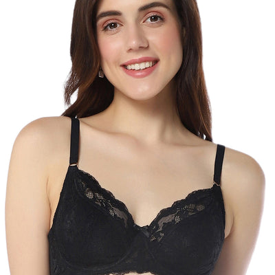 Luxe Support Non-Padded Wired Bra  - Black