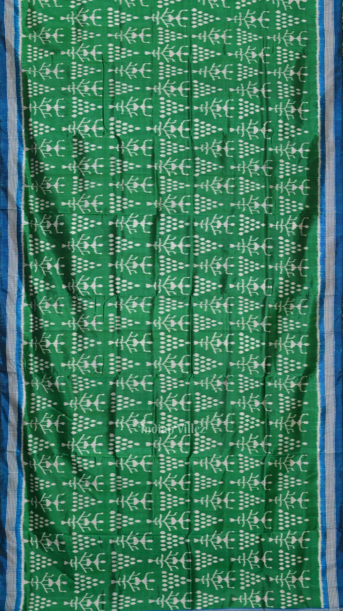 Green Blue Tribal Theme Contemporary Designer Silk Saree