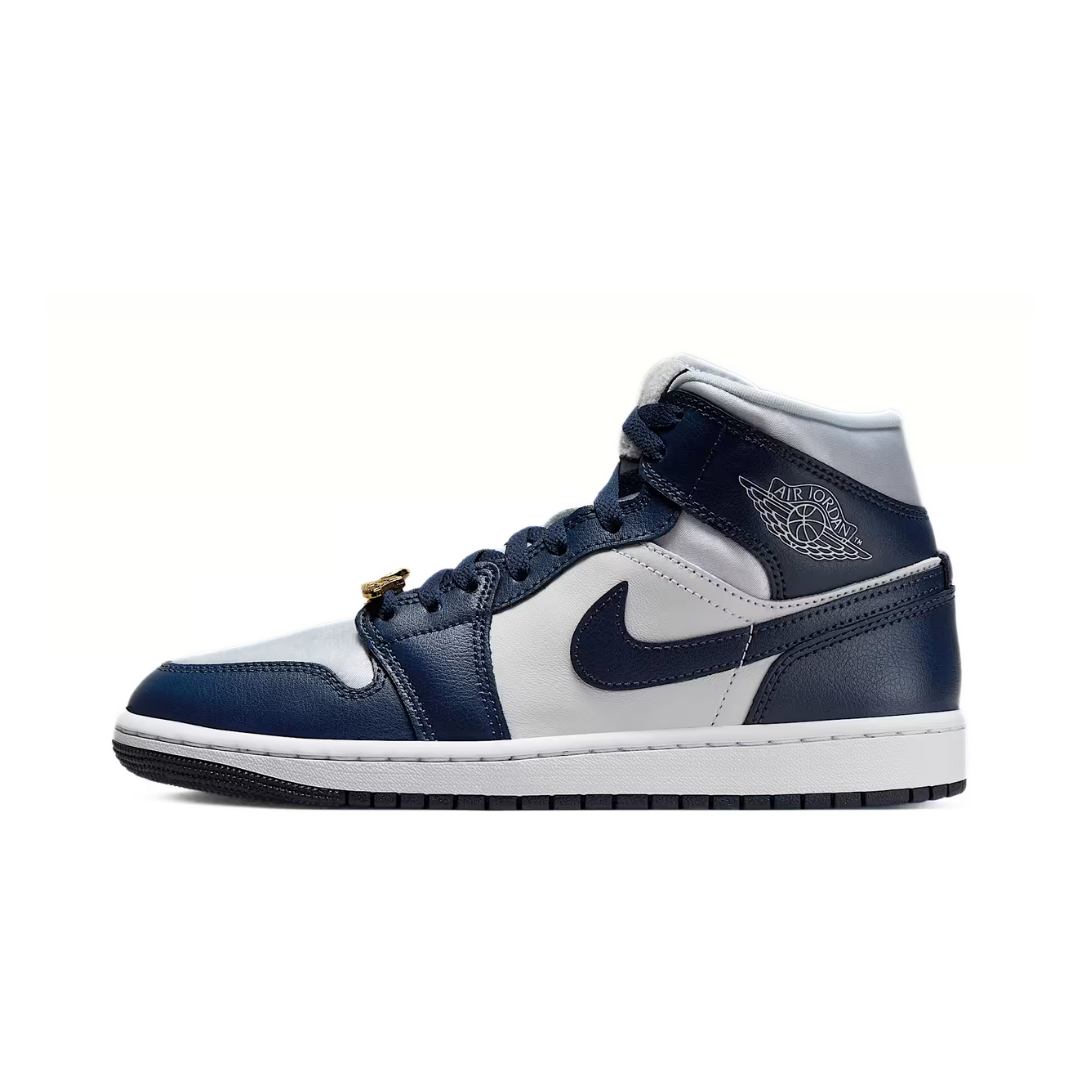 Jordan 1 Mid Football Grey White Midnight Navy (W)