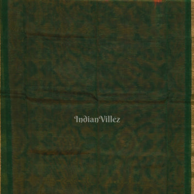 Orange Green Pochampally Ikat Sico (Silk & Cotton) Saree with Zari Border