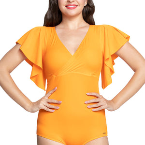 V-Neck Padded One Piece - Orange Drive