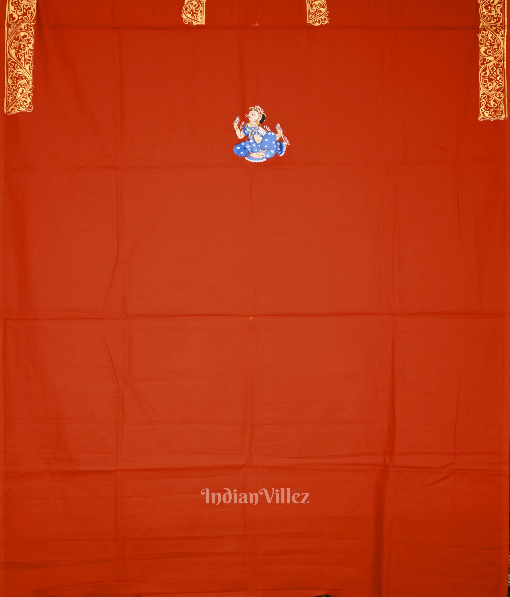 Orange Doli Barat Hand-Painted Pattachitra Dress Material