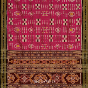Rani Pink Pasapali Theme Odisha Ikat Khandua Silk Saree