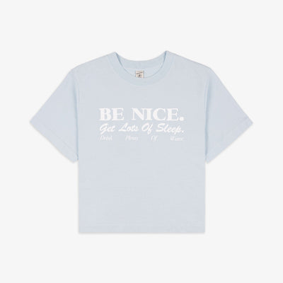 SPORTY & RICH | BE NICE CROPPED T-SHIRT { BABY BLUE/WHITE