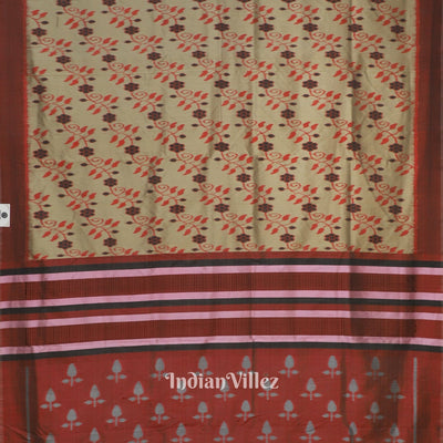 Varnish Red Dali Theme Odisha Ikat Contemporary Silk Saree