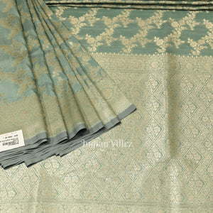 Sea Green Meenakari Pure Mashru Satin Silk Banarasi Saree