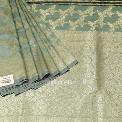 Sea Green Meenakari Pure Mashru Satin Silk Banarasi Saree