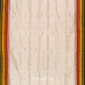 White Kathiphera Dolibarat Theme Odisha Ikat Khandua Silk Saree