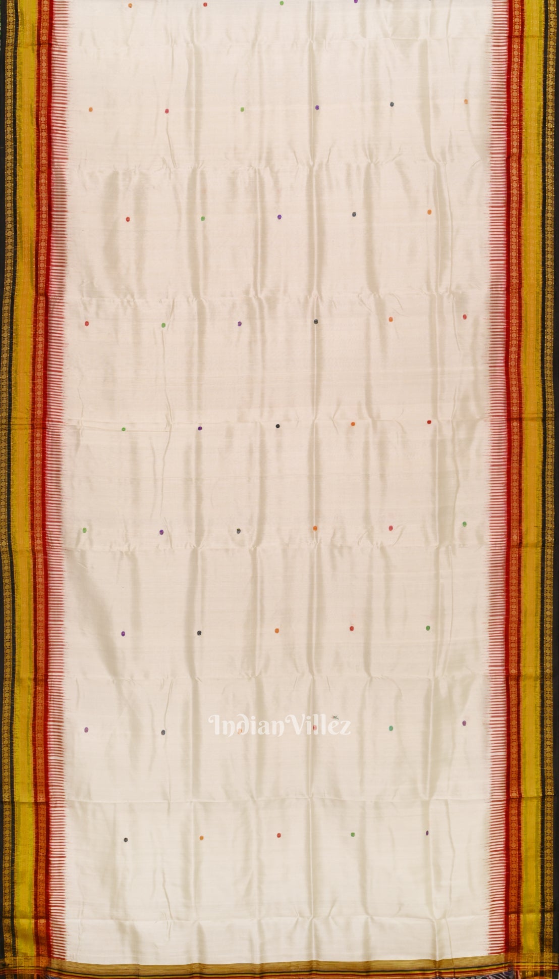 White Kathiphera Dolibarat Theme Odisha Ikat Khandua Silk Saree