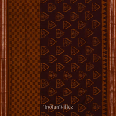 Coffee with Brown Odisha  Sambalpuri  ikat Pure Cotton Saree