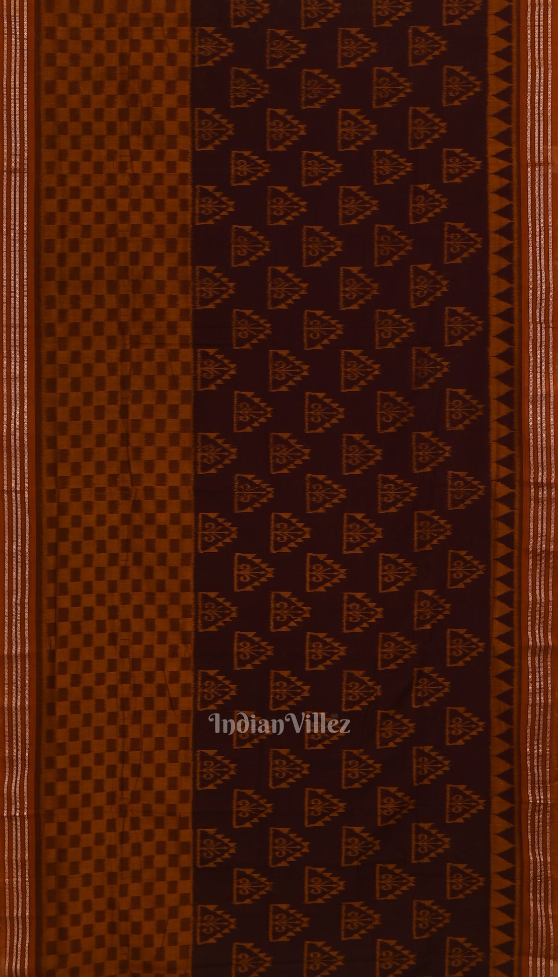 Coffee with Brown Odisha  Sambalpuri  ikat Pure Cotton Saree