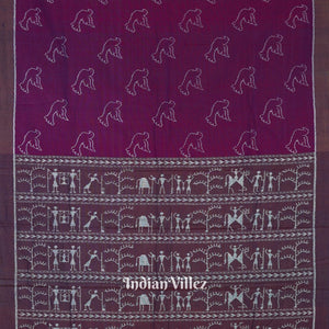Blueberry Pigeon Odisha Ikat Sambalpuri Pure Cotton Saree
