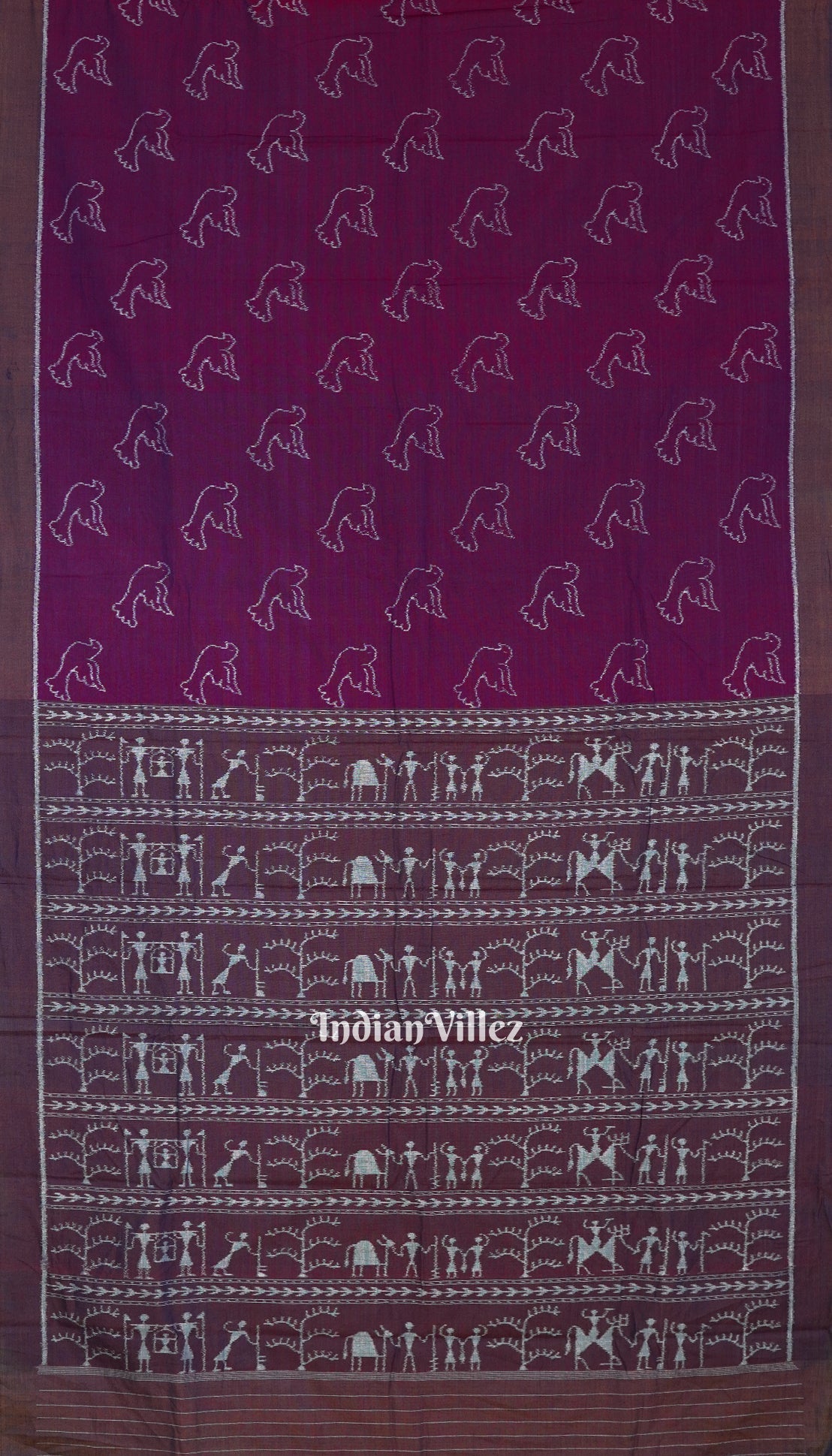 Blueberry Pigeon Odisha Ikat Sambalpuri Pure Cotton Saree