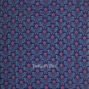 Blue Flower Motif Sambalpuri Ikat Cotton Fabric