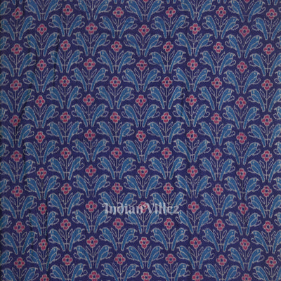 Blue Flower Motif Sambalpuri Ikat Cotton Fabric