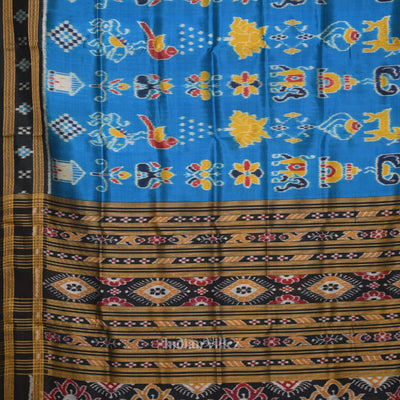 Blue Nabakothi Odisha Ikat Khandua Silk Saree