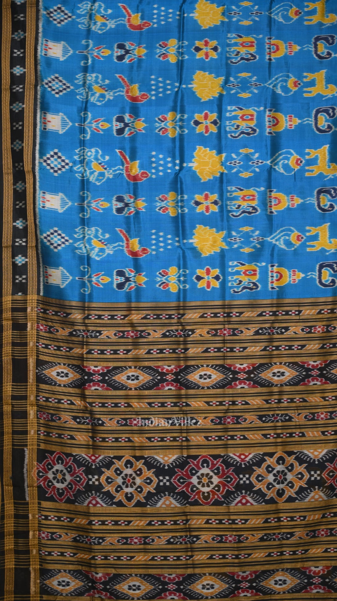 Blue Nabakothi Odisha Ikat Khandua Silk Saree