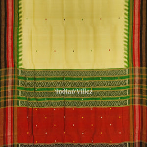 Lemon Yellow Kathiphera Odisha Ikat Khandua Silk Saree