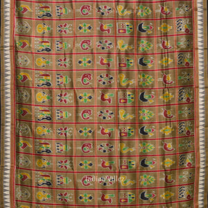 Moss Green Nabakothi Odisha Ikat Khandua Silk Saree