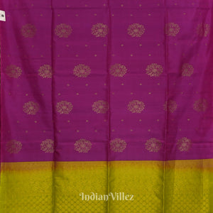 Purple With Parrot Green Pure Kanjivaram Soft Silk Saree
