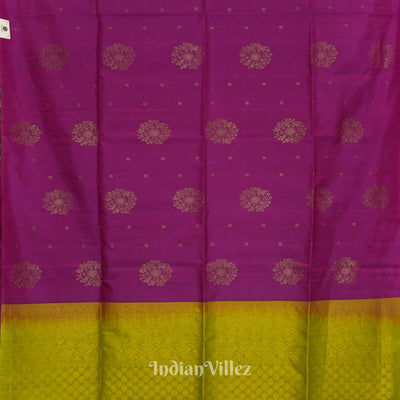 Purple With Parrot Green Pure Kanjivaram Soft Silk Saree